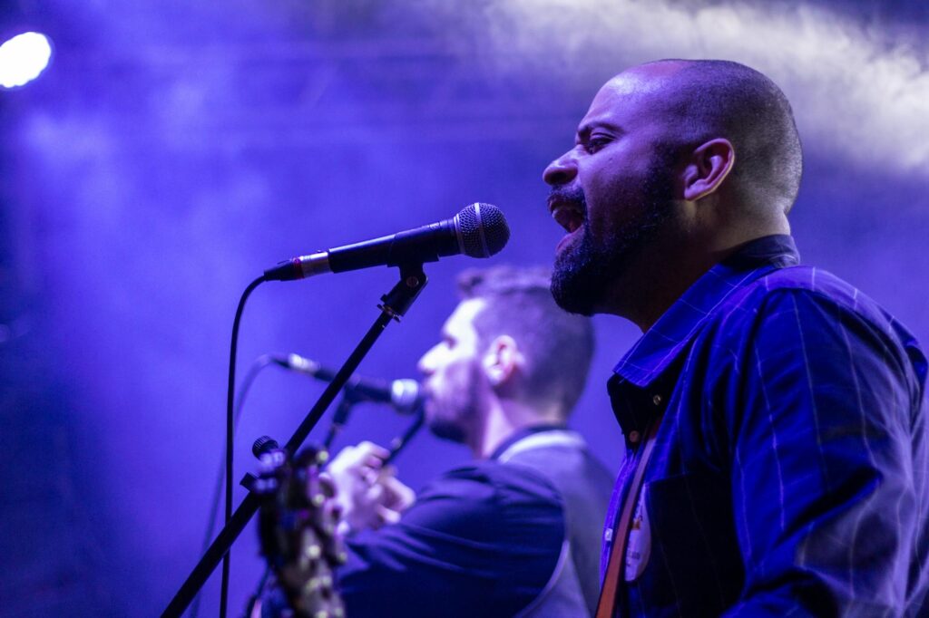 musicians performing live on stage